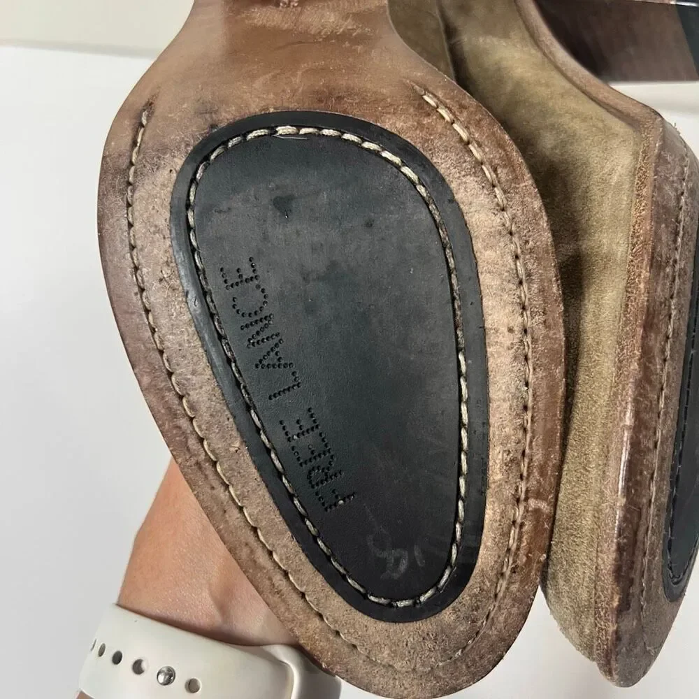 Free Lance Jane 70 Chelsea Beveled Boot with Heel Suede Leather Taupe Brown Size
